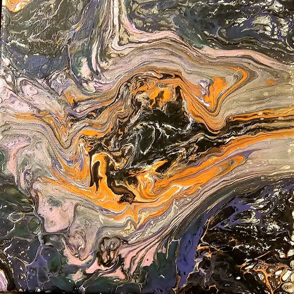 Swirling Abstract Canvas Art in Orange and Purple